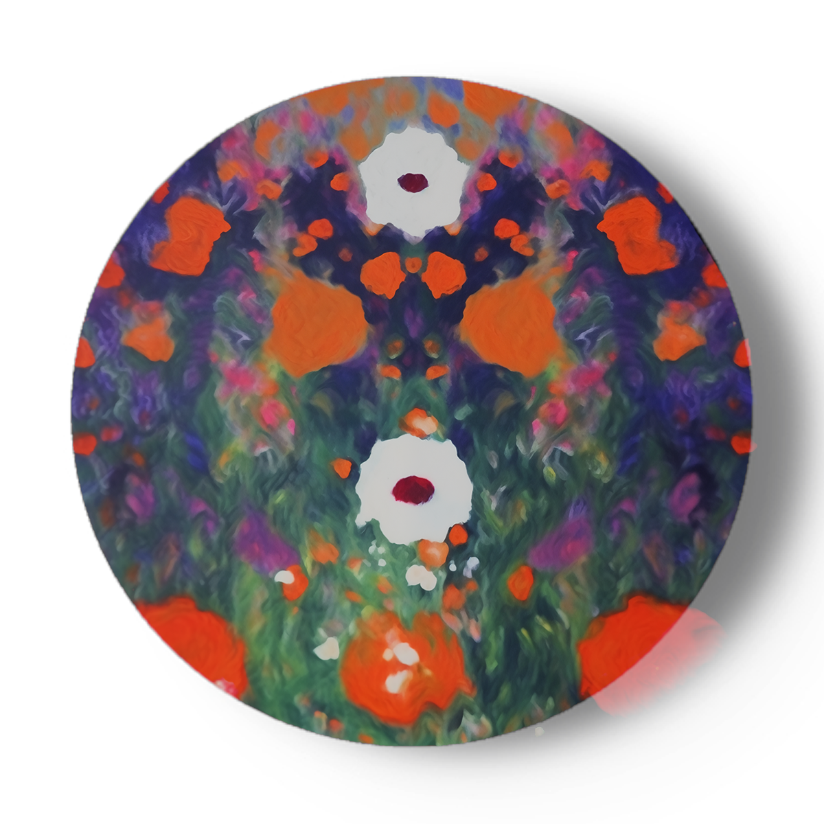 Abstract bloemenlandschap in rijke kleuren. Surrealistische porseleinen kunst.