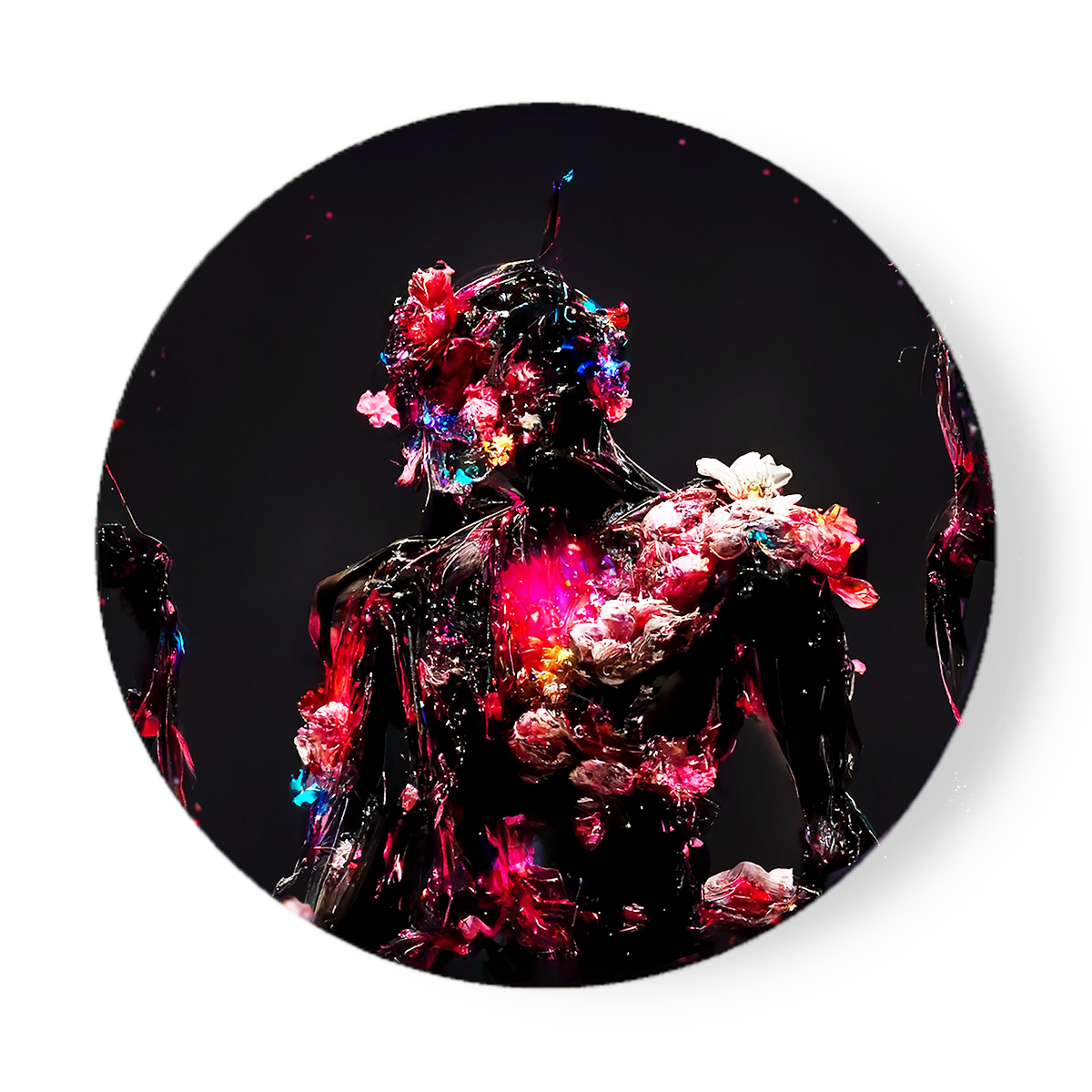 kunstbord met zwarte gebloemde figuur in het midden
