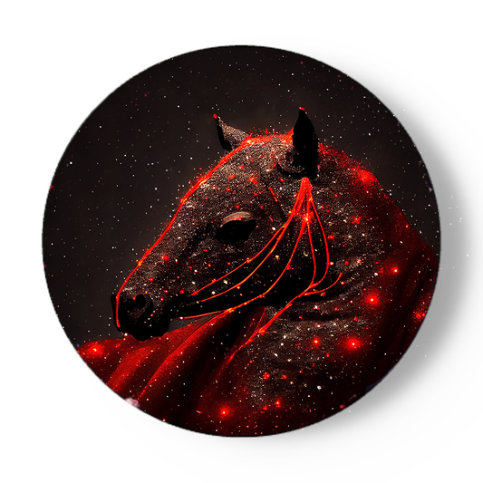 en opvallend porseleinen wandbord een kosmische paard