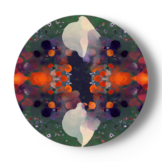 Abstract bloemenlandschap in rijke kleuren. Surrealistische porseleinen kunst.