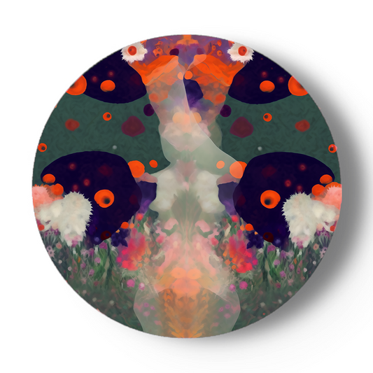 Abstract bloemenlandschap in rijke kleuren. Surrealistische porseleinen kunst.