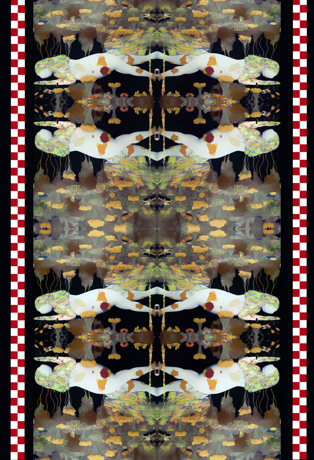 Artistiek textiel Eco Katoenen theedoeken / 'Garden delights' 02