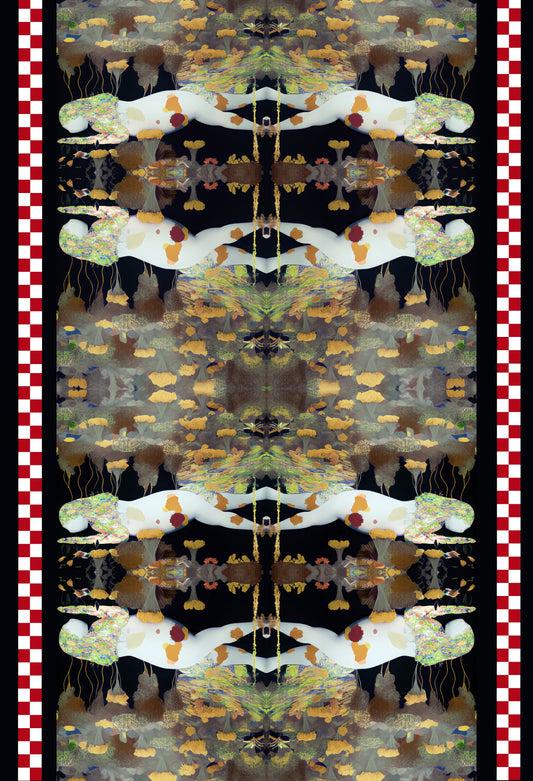 Artistiek textiel Eco Katoenen theedoeken / 'Garden delights' 02