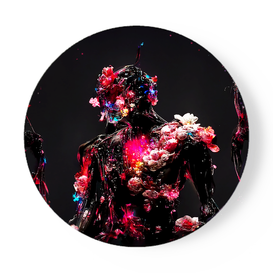 kunstbord met zwarte gebloemde figuur in het midden